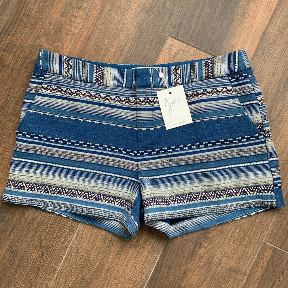 Joie shorts Deep Lapis Patterned Embroidered Ethnic Tribal Blue Size 10 New NWT
